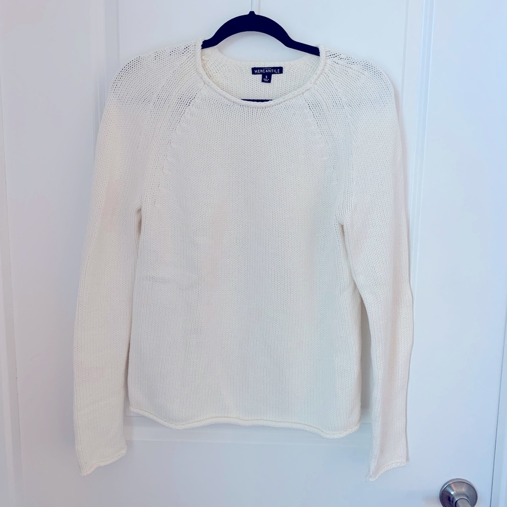 Roll neck J. Crew white cotton knit sweater